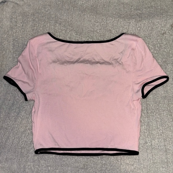Pink Lace Trim Women's Top - Picture 2 of 2